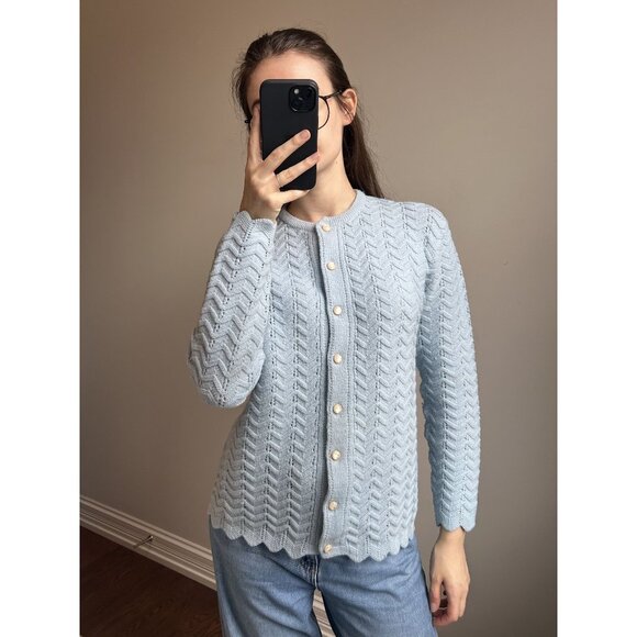 Light Blue Crochet Cardigan Size M/L - Picture 7 of 7